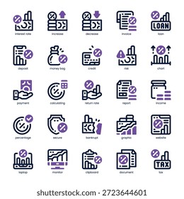Taxas de juro Icon pack para o seu site, celular, apresentação e design de logotipo. Ícone de taxas de juro design de tom duplo. Ilustração de gráficos vetoriais e traçado editável.