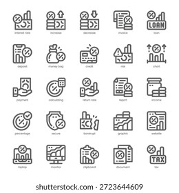Taxas de juro Icon pack para o seu site, celular, apresentação e design de logotipo. Ícone de Taxas de Juros delinear o design. Ilustração de gráficos vetoriais e traçado editável.