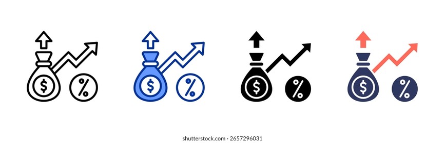 Interest Rates icon sheet multiple style collection