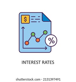 Ilustración Diseño de iconos de esquema rellenado por vectores de tasas de interés. Símbolo de Fintech sobre el fondo blanco Archivo EPS 10