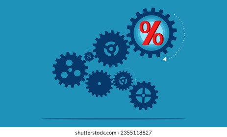 Interest work process. gear mechanism and percentage