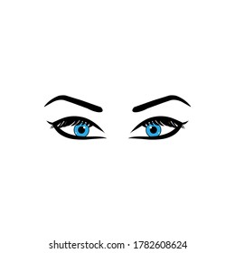 Interesado Ojo Azul.gráfico vectorial plano en fondo blanco