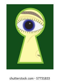 Interested Eye looking in Keyhole - abstract illustration
