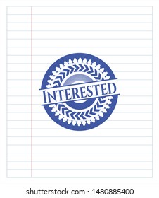 Interested with pen strokes. Blue ink. Vector Illustration. Detailed.