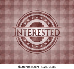Interested red seamless badge with geometric background.