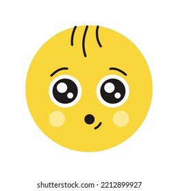 Interested Round Yellow Character Color Line Icon. Mascot Of Emotions. Pictogram For Web Page, Mobile App, Promo.