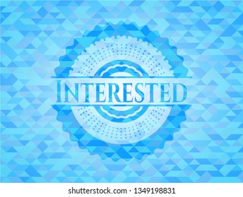 Interested sky blue mosaic emblem