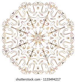 An interesting abstract circular colored ornament on a white background
