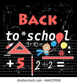 Interesting background with school objects on a black background

