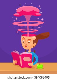 Interesting book. Vector flat cartoon illustration