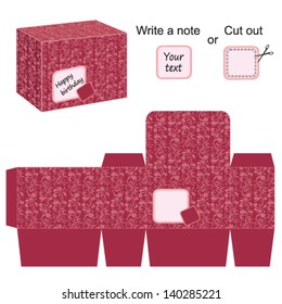 Interesting box template with floral pattern. Vector illustration.