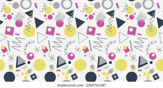 Interesting casual memphis. Vector pattern seamless, for print and seamless surfaces. Memphis pattern for notebooks, pillows, textiles, etc.