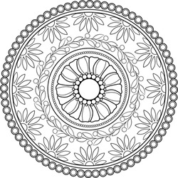 Interesting Classic Floral Motifs Mandala For Coloring Book
