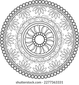 Interesting classic floral motifs mandala for coloring book