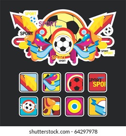 interesting composition with sports balls and icons