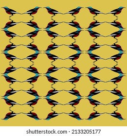 ilustración interesante y linda de patrón de pájaros