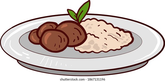 Interesting dish, illustration, vector on white background.