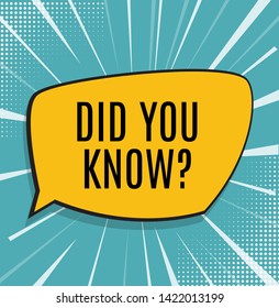 Interesting Fact Background. Did you know question. Vector Illustration EPS10