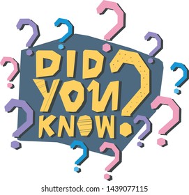 Interesting fact concept. Did you know question lettering. Hand drawn modern design for print