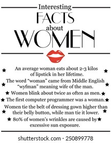 Interesting facts about women. Vector illustration.