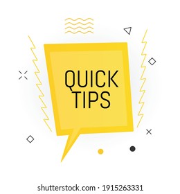 Interesting facts bubble symbol. Banner or sicker with phrase quick tips. Social media faq banner with speech bubble. Vector illustration on white background