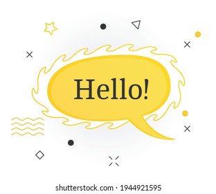 Interesting facts bubble symbol. Banner or sicker with word hello. Social media faq banner with speech bubble. Vector illustration on white background