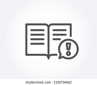 Interesting facts line icon. Exclamation mark sign. Book symbol. Quality design element. Classic style. Editable stroke. Vector