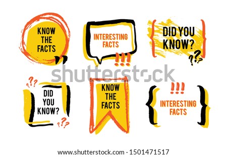 Interesting facts speech bubble icon. Fun fact idea label. Banner for business, marketing and advertising. Funny question sign for logo. Vector design element with hand brush strokes isolated on white