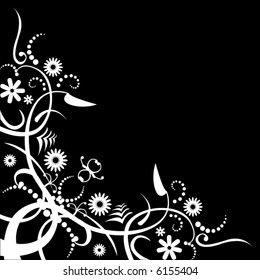 An interesting floral vector background in black and white