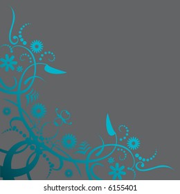 An interesting floral vector background in gray and blue