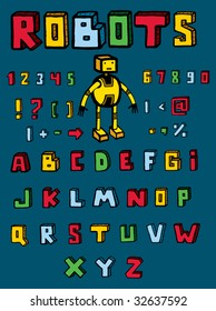 Interesting Font And One Robot, Illustration