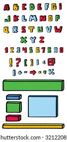 Interesting font with useful additions a vector illustration