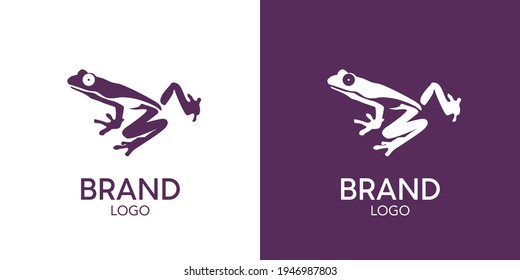 Interesting and funny frog illustration logo design 1