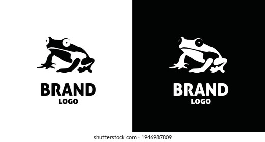 Interesting and funny frog illustration logo design