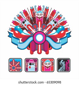 interesting icons and composition with the characters