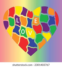 Interesting idea with a symbol of pride and tolerance. Colorful broken heart with the inscription love.