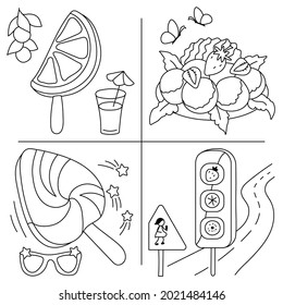 Interesting ideas for children's ice cream coloring pages