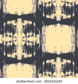 Interessantes Design für das Ikat-Weben, nahtlose, wiederholbare Vektorgrafik in dunkelgrauem und hellgrauem Beige.