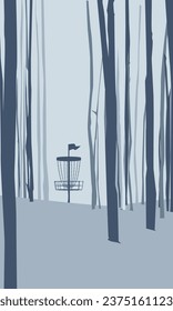 Interesting illustration of discgolf sport with great scene of nature in the background best for your digital graphic and print design