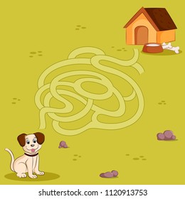 Interesting Labyrinth Maze puzzle game to find the correct way for kids. Vector illustration