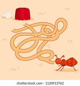 Interesting Labyrinth Maze puzzle game to find the correct way for kids. Vector illustration