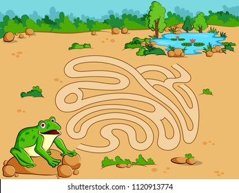 Interesante juego de rompecabezas laberíntico Maze para encontrar la manera correcta para los niños. Ilustración del vector