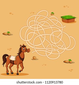 Interesante juego de rompecabezas laberíntico Maze para encontrar la manera correcta para los niños. Ilustración del vector