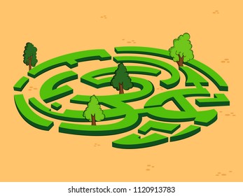 Interesting Labyrinth Maze puzzle game to find the correct way for kids. Vector illustration