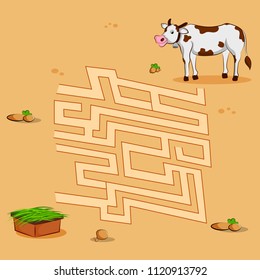 Interesting Labyrinth Maze puzzle game to find the correct way for kids. Vector illustration