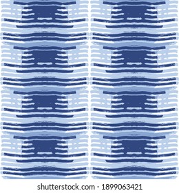 Interesting monochrome pattern. Artistic design with blue lines. Seamless repeatable vector.