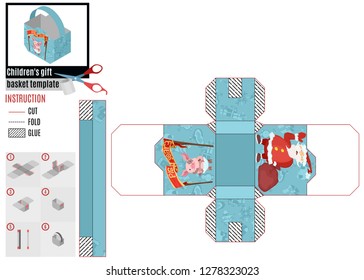 interesting new year print box template piggy and santa blue