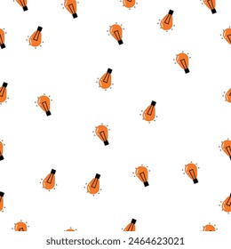 interesting pattern of small orange light bulbs on a white background