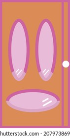 Interesante puerta rosa, ilustración, vector, sobre un fondo blanco.