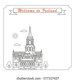 Interesting places Ireland. City. Architecture. Flat trend line illustration. Suitable for travel agencies design template.